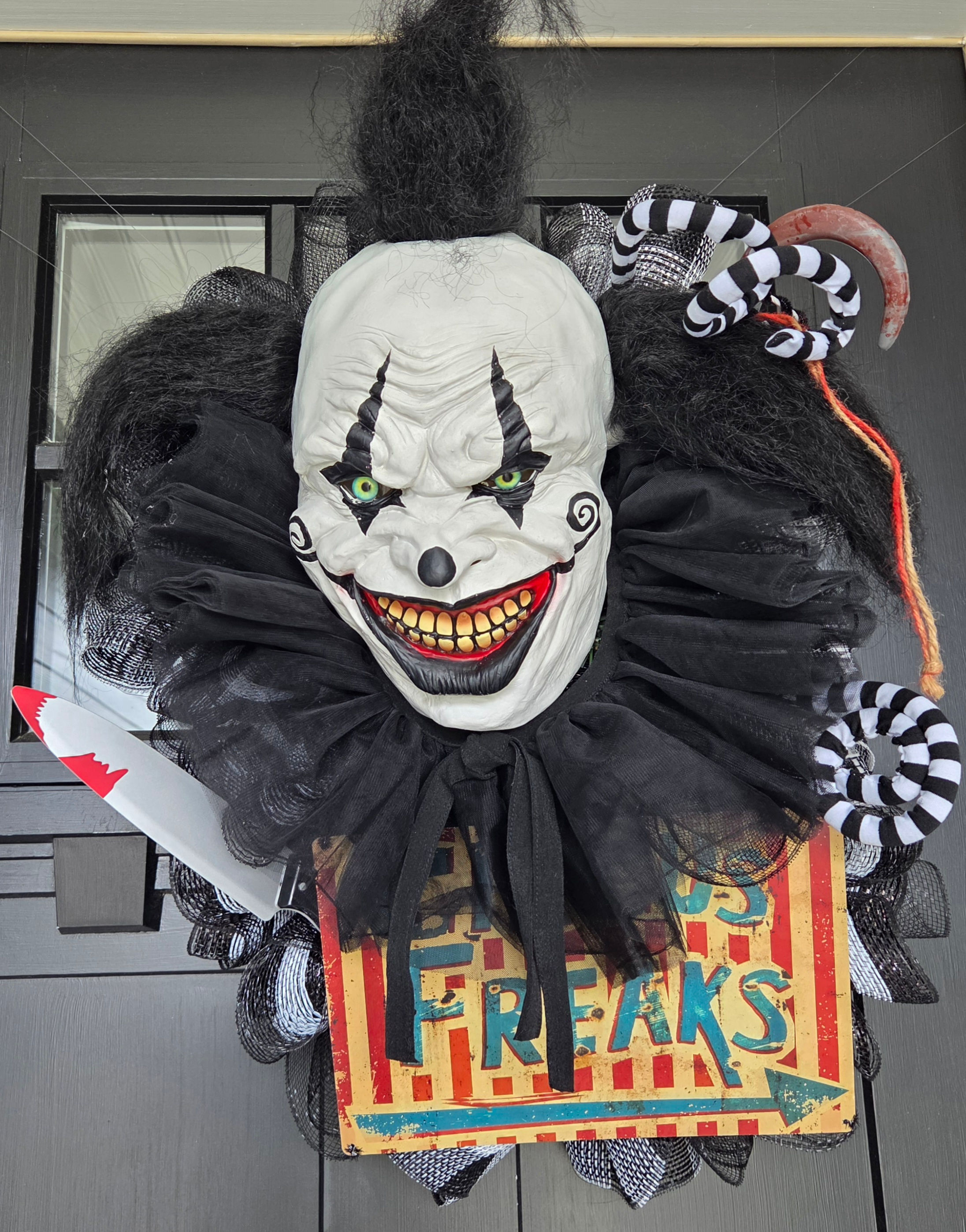 Sinister Circus Clown Wreath