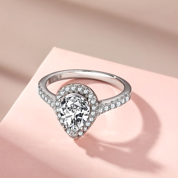 Thumbnail: Pear cut Silver ring