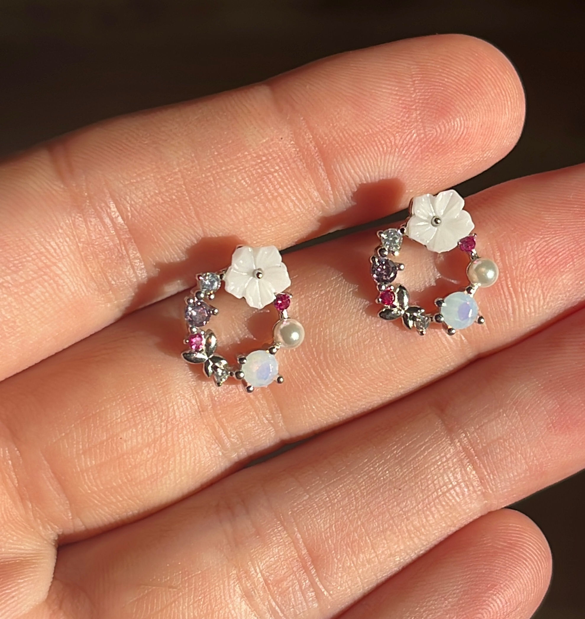 Flower Wreath Sterling silver earrings