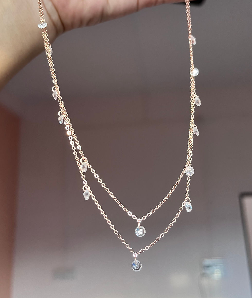 Thumbnail: Double layered dew sterling silver necklace 