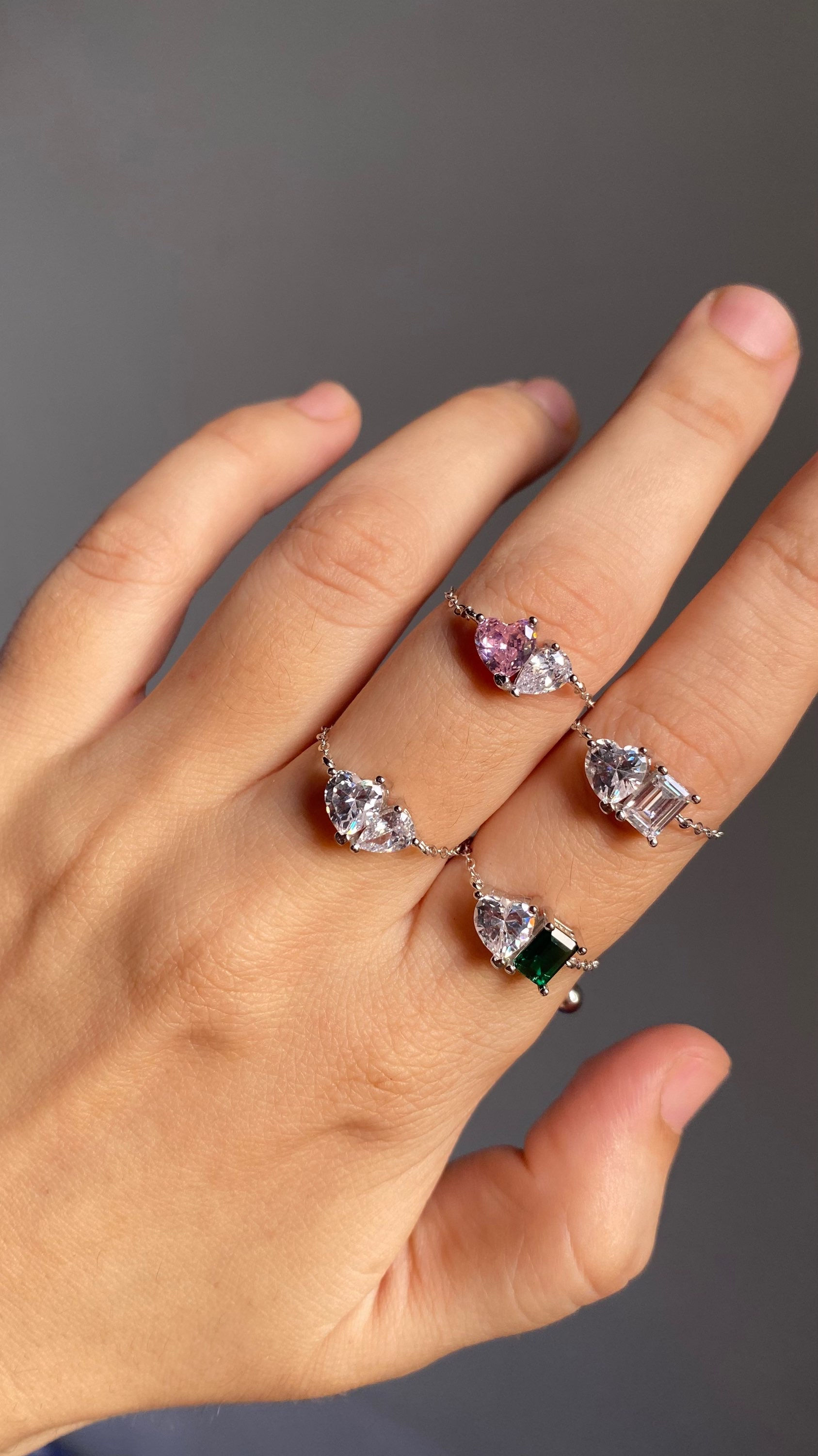 double stone chain ring