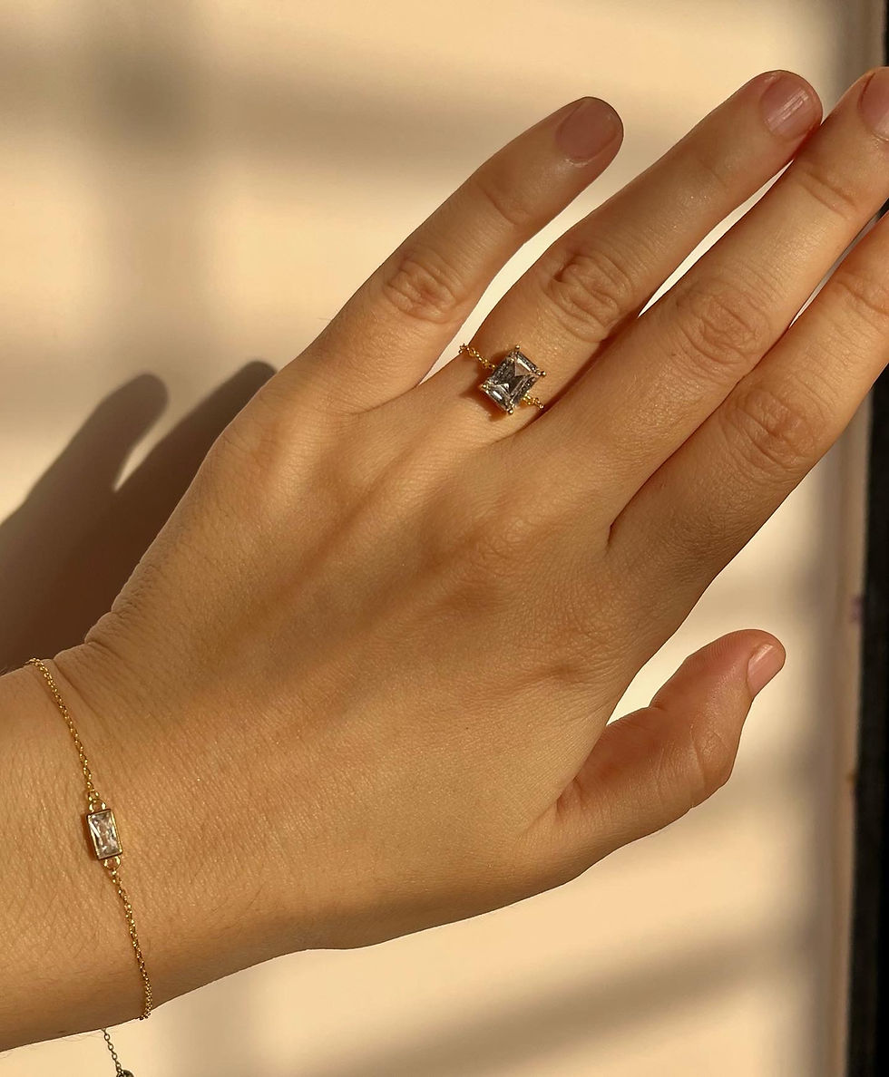 Thumbnail: Emerald cut chain ring