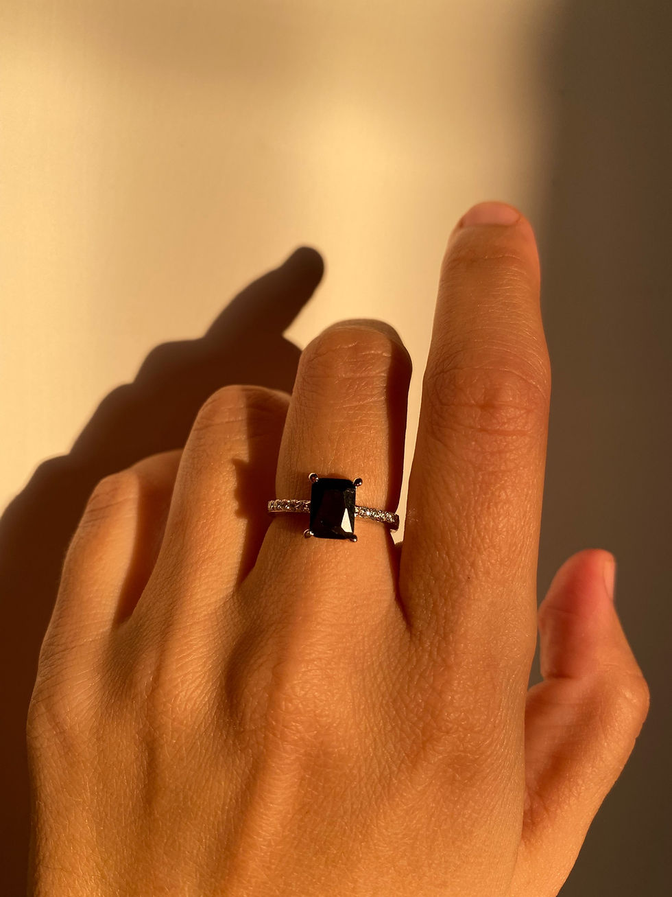 Thumbnail: Black minimal emerald ring 