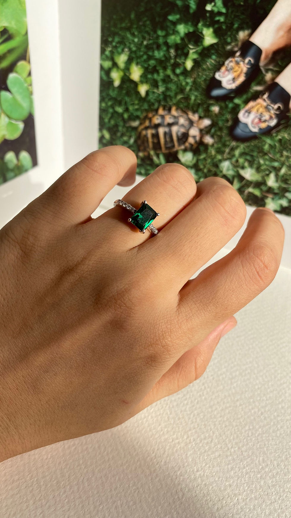 Thumbnail: Jugnu emerald silver ring      