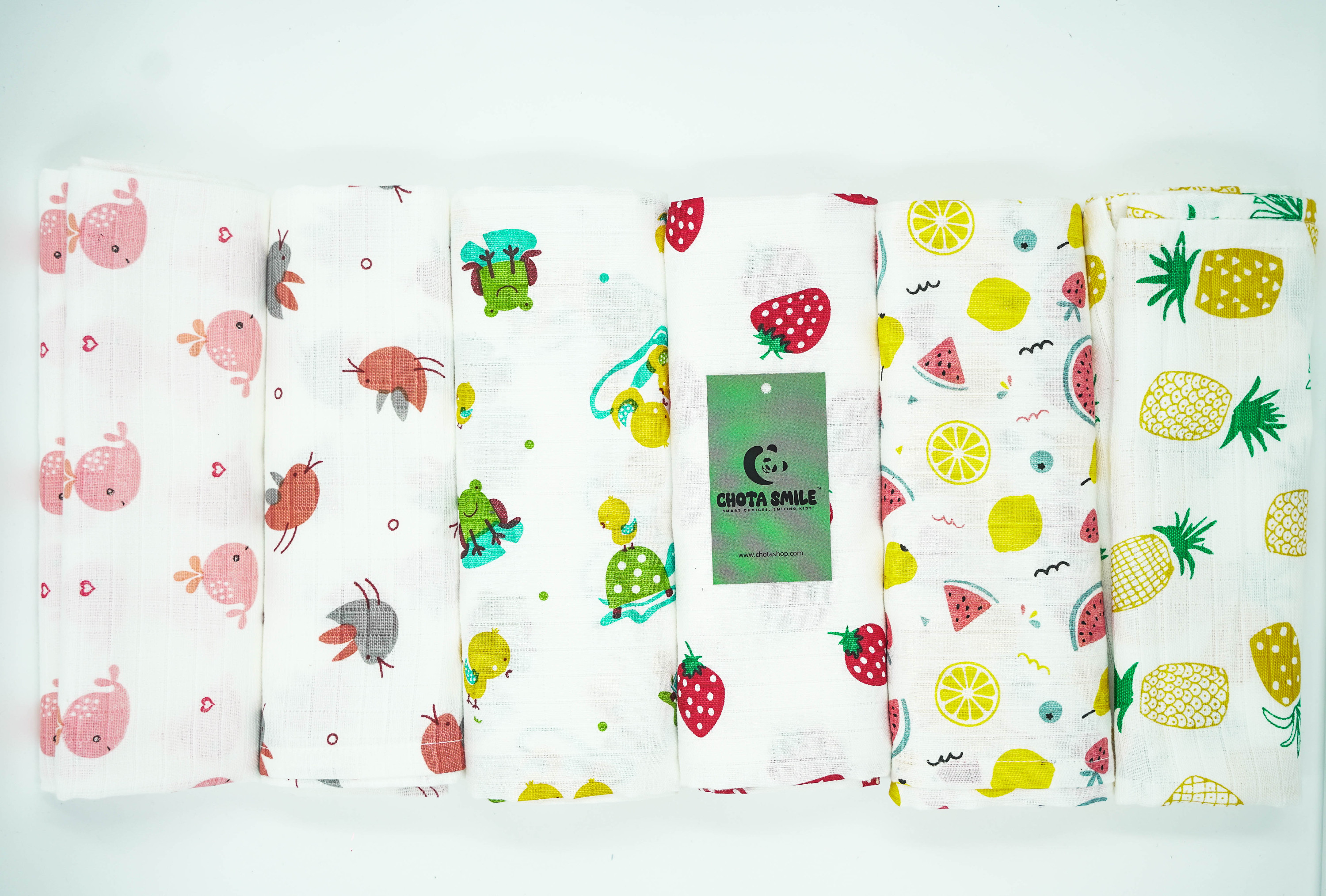 Swaddle - Pack of 6 - Animals & Fruits
