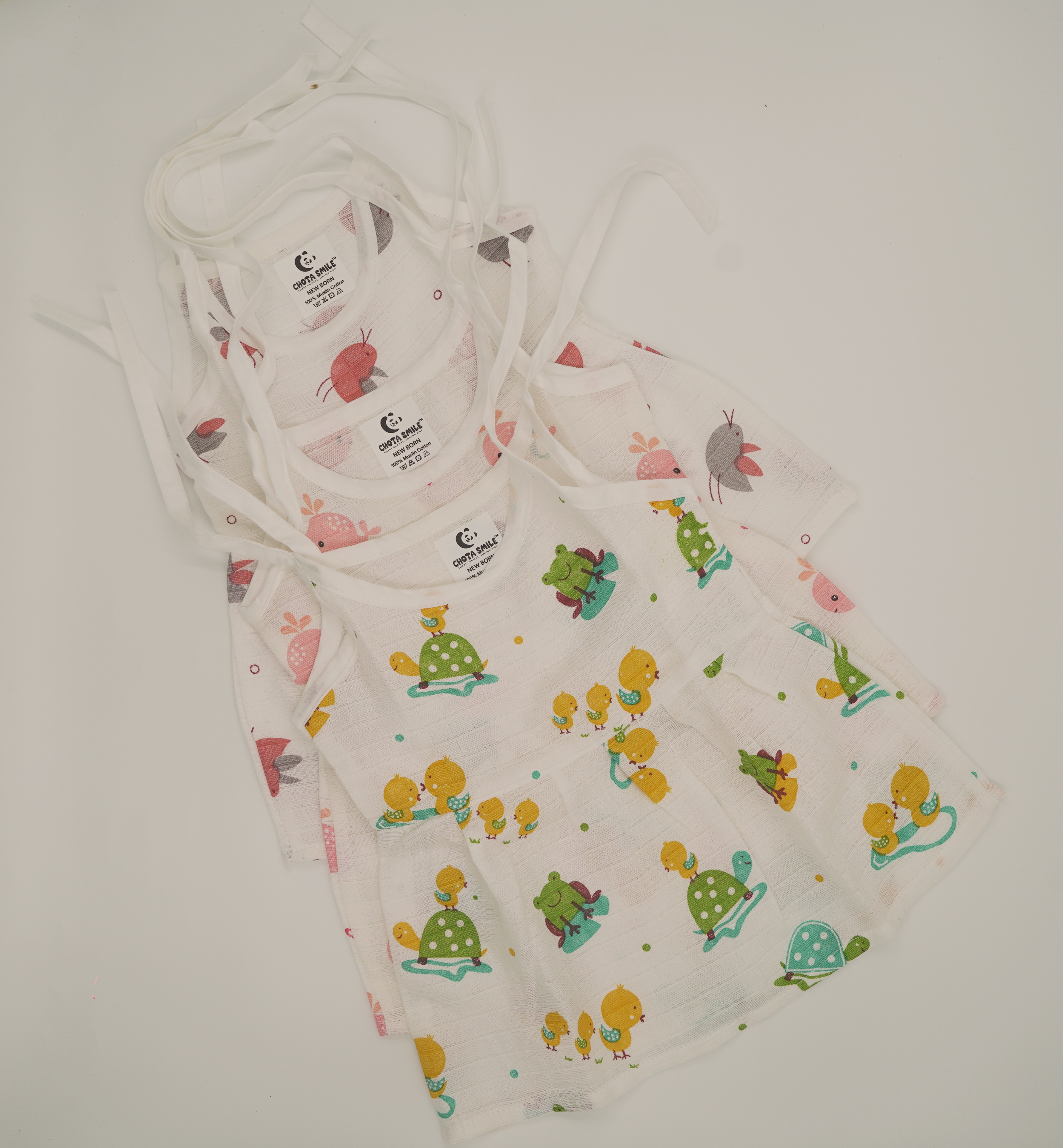 Chota Smile Frock + Nappy Combo (Set of 3) Animals