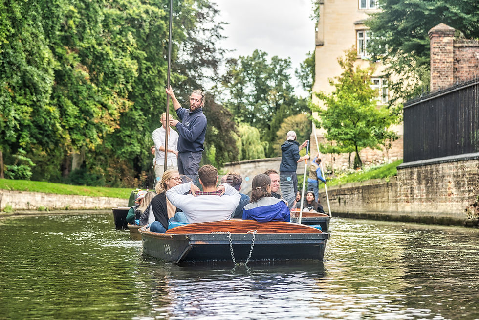 Punting boat on the river Cams. Grumpy Git's Road Trip. Travel. Tourist. Tourism. Cambridge. UK. University. Vanlife. Punting. Boat. River. Cams. History. Historic. Cambridge University.