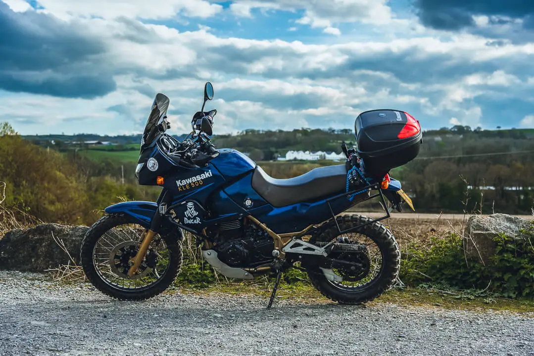 Kawasaki KLE500. Motorcycle. Van life diaries. Truth about van life. Solo van life. Van life diaries Van life challenges. Fulltime van life.