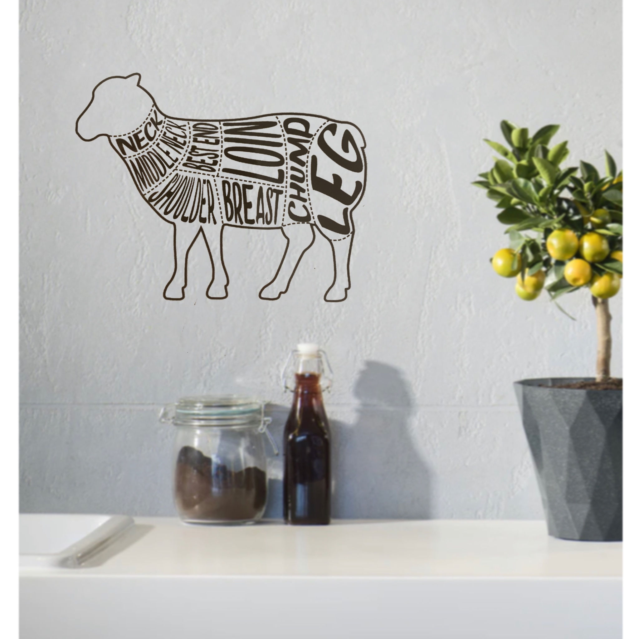 Butchers Kitchen Vinyl Wall Art Sticker - Lamb