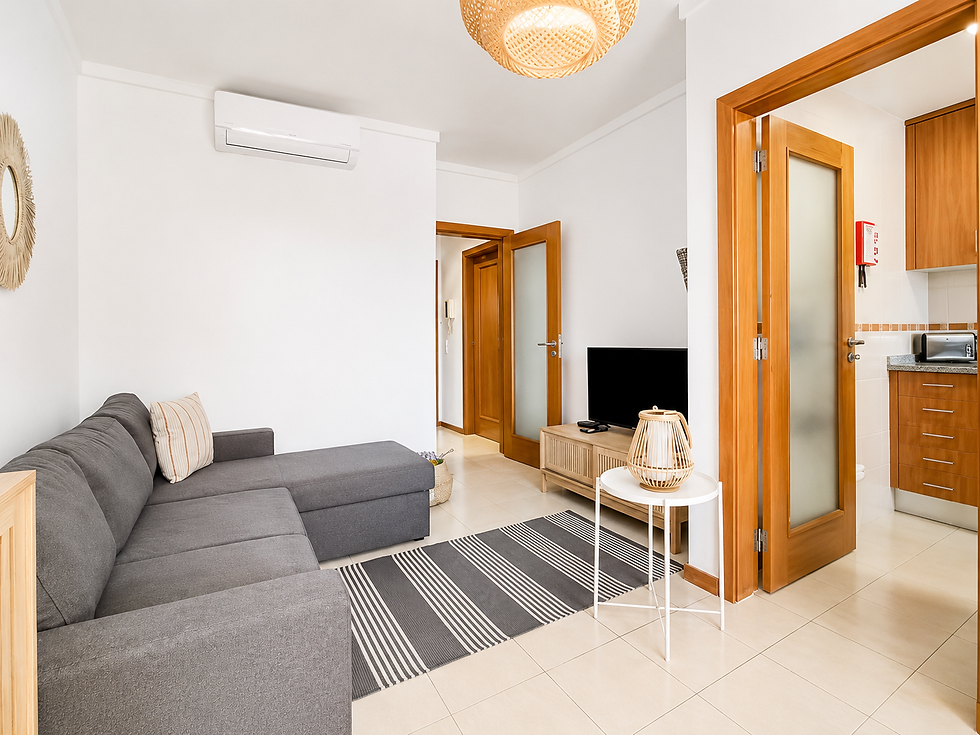 sala do apartamento de férias ae flat falesia na praia da falesia