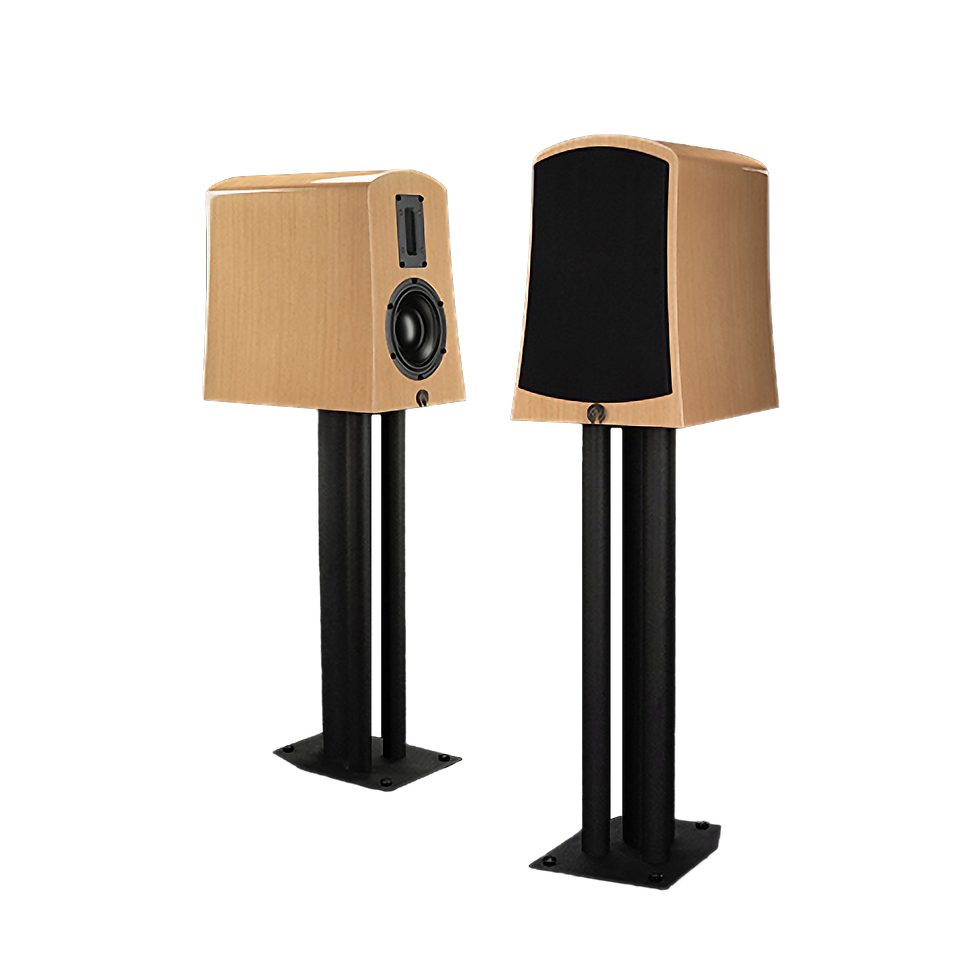 The Alta Audio Alyssa on the manufacturer's tall stands