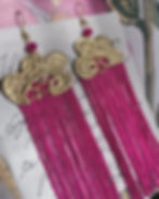 Miniatura: SOLD OUT Meduse, orecchini in pizzo cotto con frange vintage e cristalli.