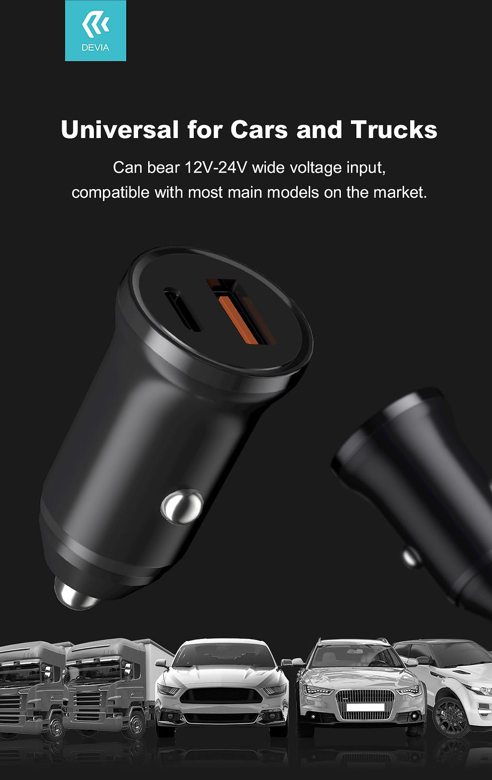 Thumbnail: 20w Power Delivery USB-C & Qualcomm 3.0 USB Port Car Adapter