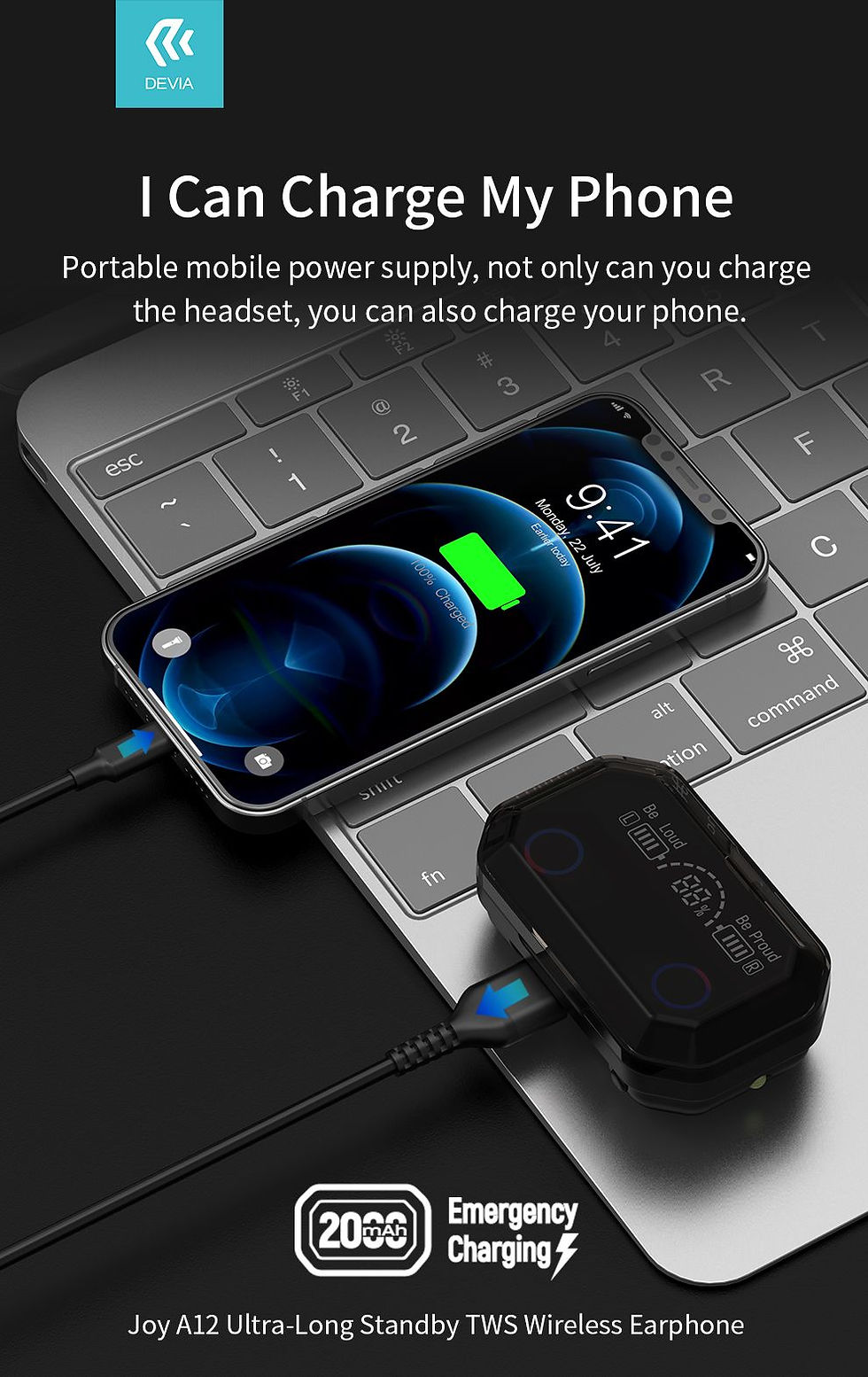 Thumbnail: Joy A12 Ultra-Long Standby TWS  Wireless Earphone - Kintone Series