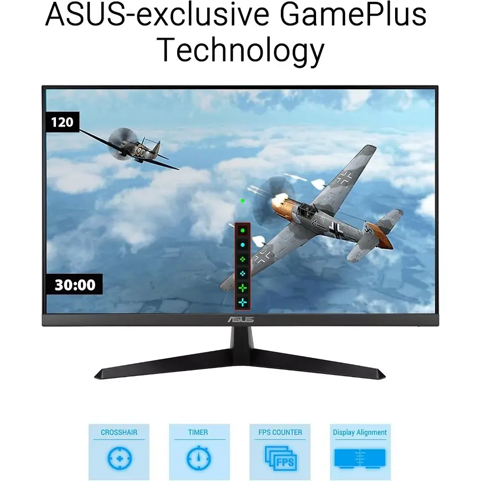 Thumbnail: Back view of ASUS VY279HGR showing connectivity ports, textured finish, and VESA mount support.