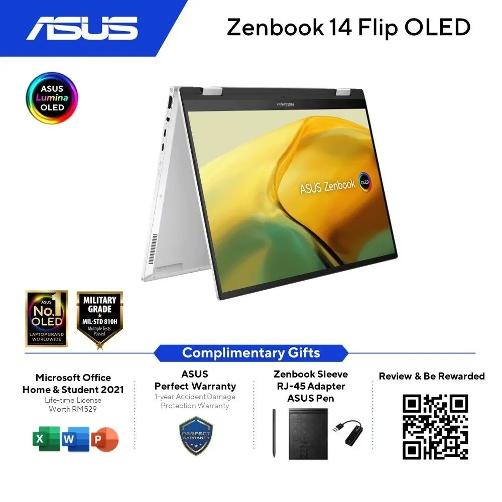 Asus Zenbook 14 Flip OLED UP3404V-AKN181WS laptop with Intel Core i7-1360P and 14-inch 2.8K OLED touchscreen