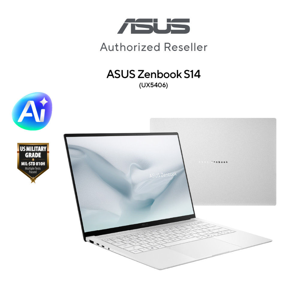 ASUS Zenbook S14 OLED UX5406A laptop with Intel Core Ultra 9 386H, 32GB RAM, 1TB SSD and 14-inch 3K OLED display