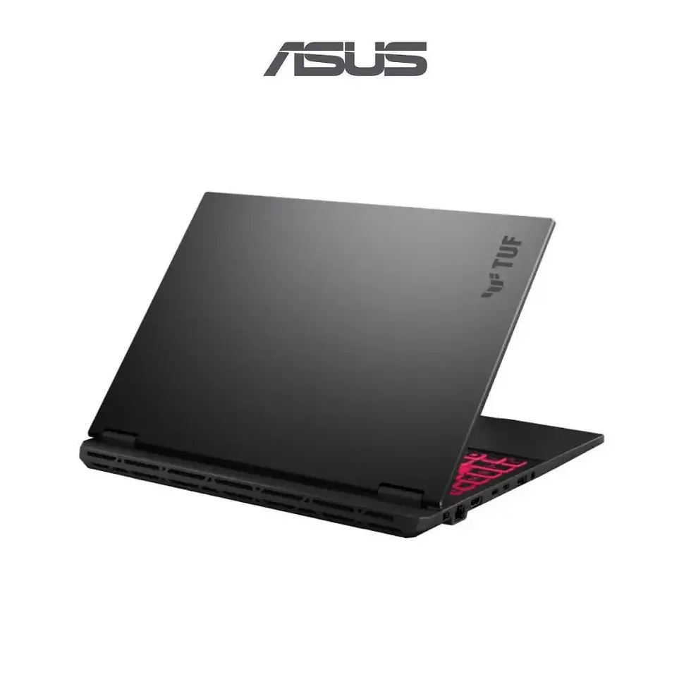 Thumbnail: "ASUS TUF Gaming laptop showcasing 16:10 1920x1200 display, DDR5 RAM, and durable military-grade chassis"