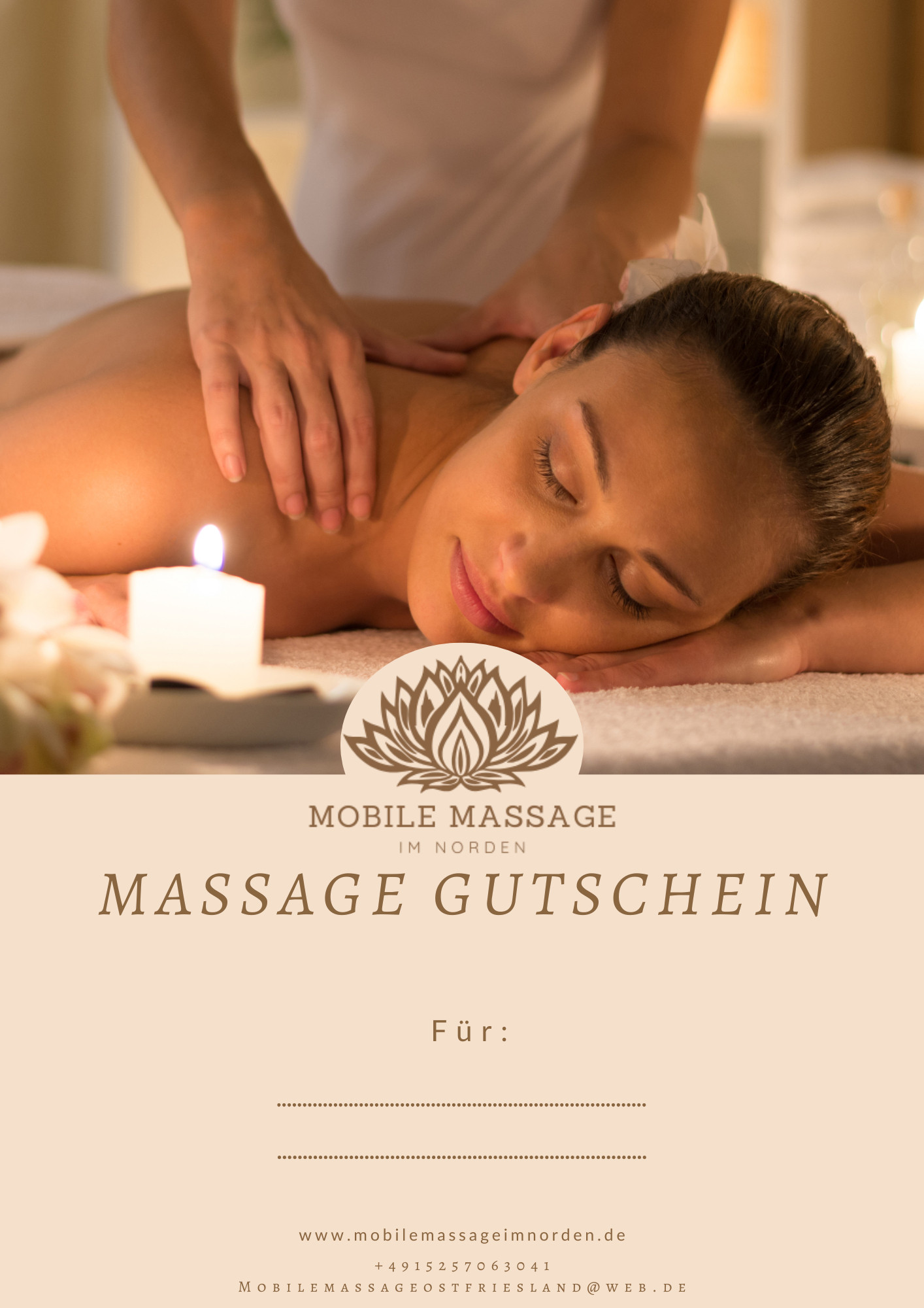 Gutschein für 30 Minuten Wellnessmassage