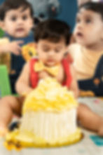 Toddler celebrating with cake smash photography portfolio