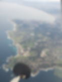 Aerial view of Pebble Beach golf course and Monterrey Bay