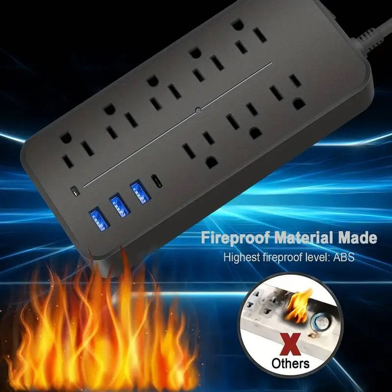 Thumbnail: Power Strip Surge Protector - 8 Outlets, 3 USB Ports & 1 USB-C Port