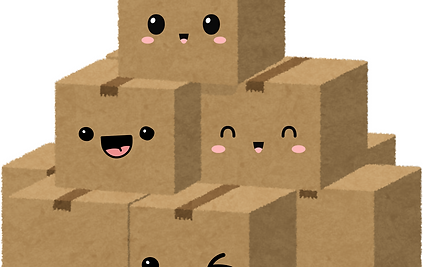 Removal boxes with animated smiley faces on them