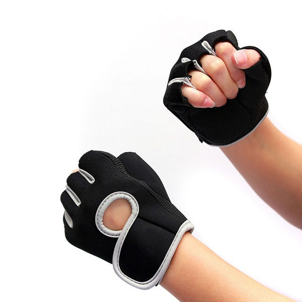 Thumbnail: Weight Lifting Padded Leather Gloves Fitness Body
