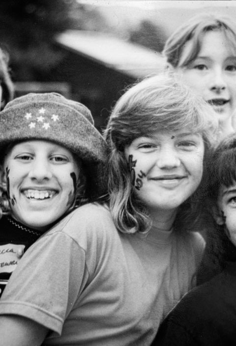 A vintage photo of a group of campers at Camp Elim