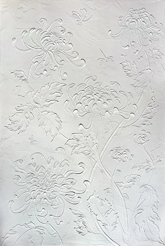 Chrysanthemum Bas Relief