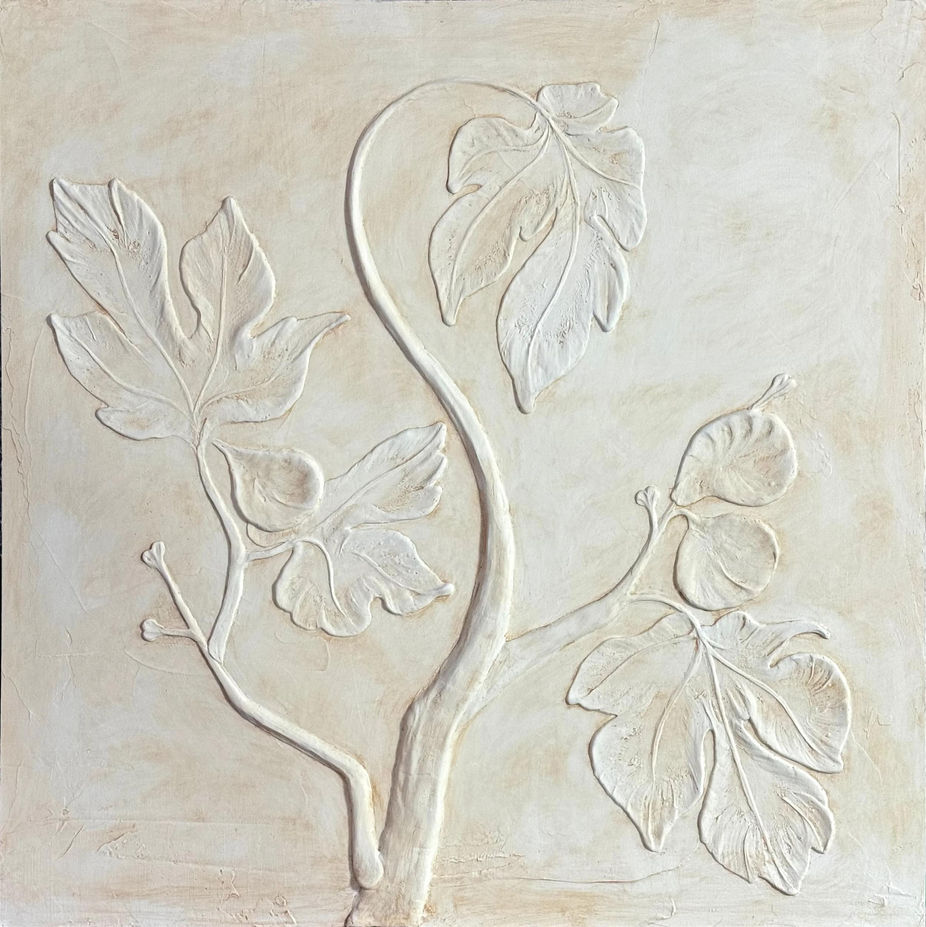 White Fig Tree Sculpted Plaster Wall Sample
