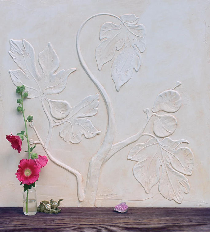White Fig Tree Sculpted Plaster Wall Design