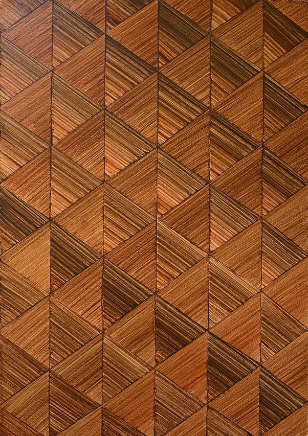 Hand-Painted Faux Bois Diamond Pattern Sample
