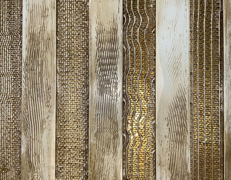 Tooled Metallic Finish on Fluted Plaster Panel