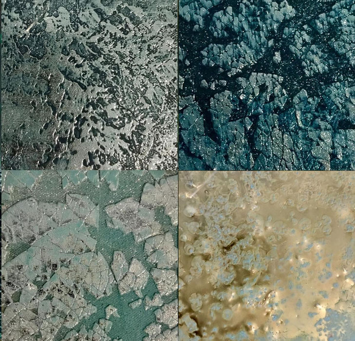 Green and Metallic Leaf 3D Églomisé Tiles