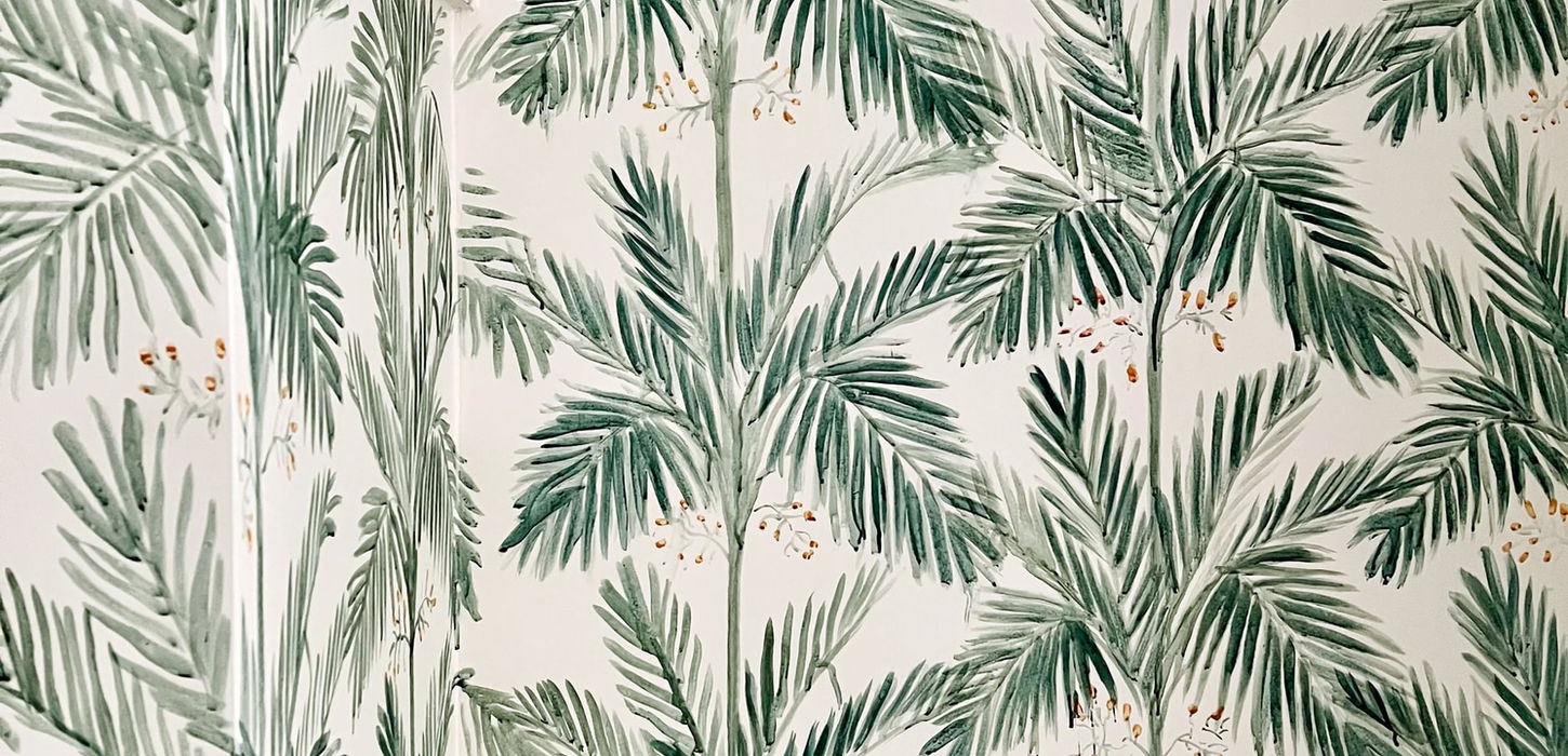 Palm Frond Wall Pattern Painted with Casein and Pigment