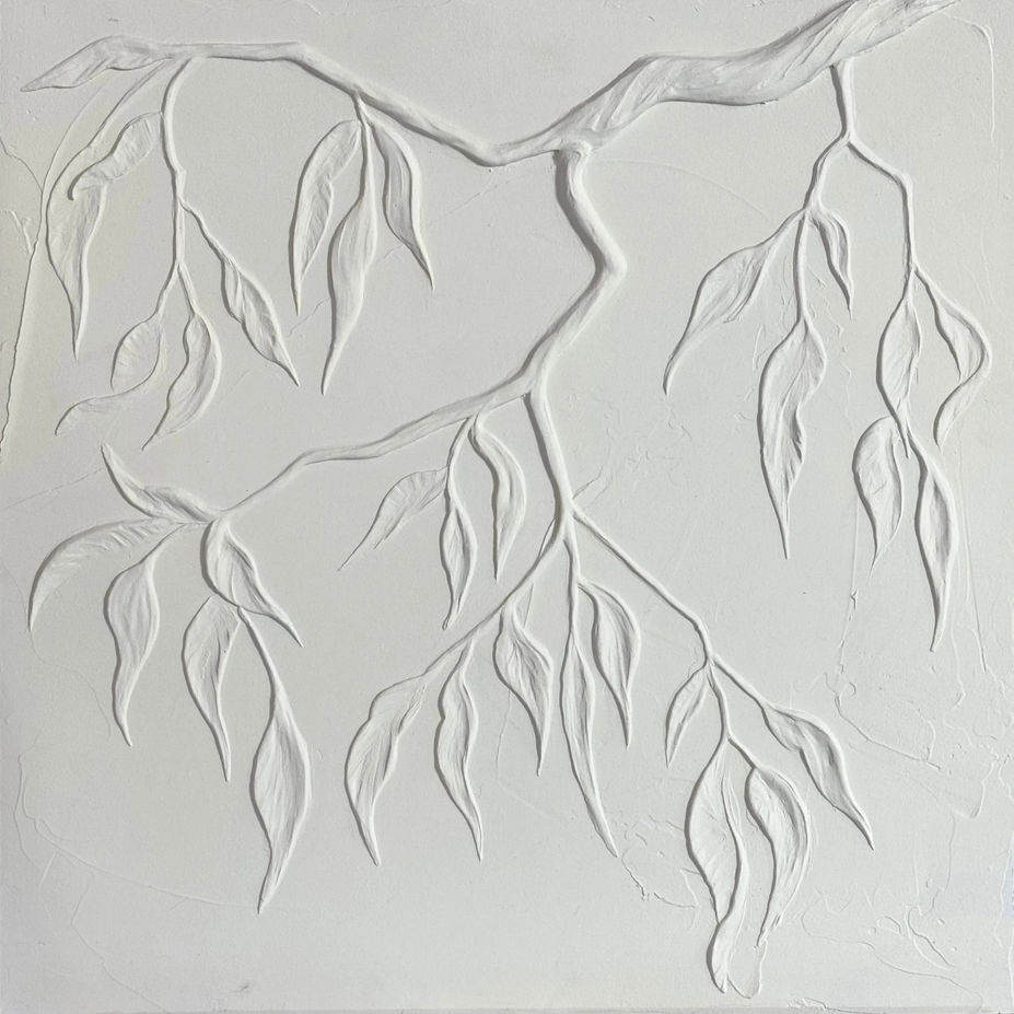 White Eucalyptus Sculpted Plaster Wall Design