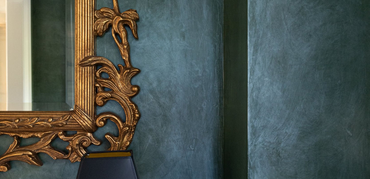 Details of Dark Green Venetian Plaster Walls