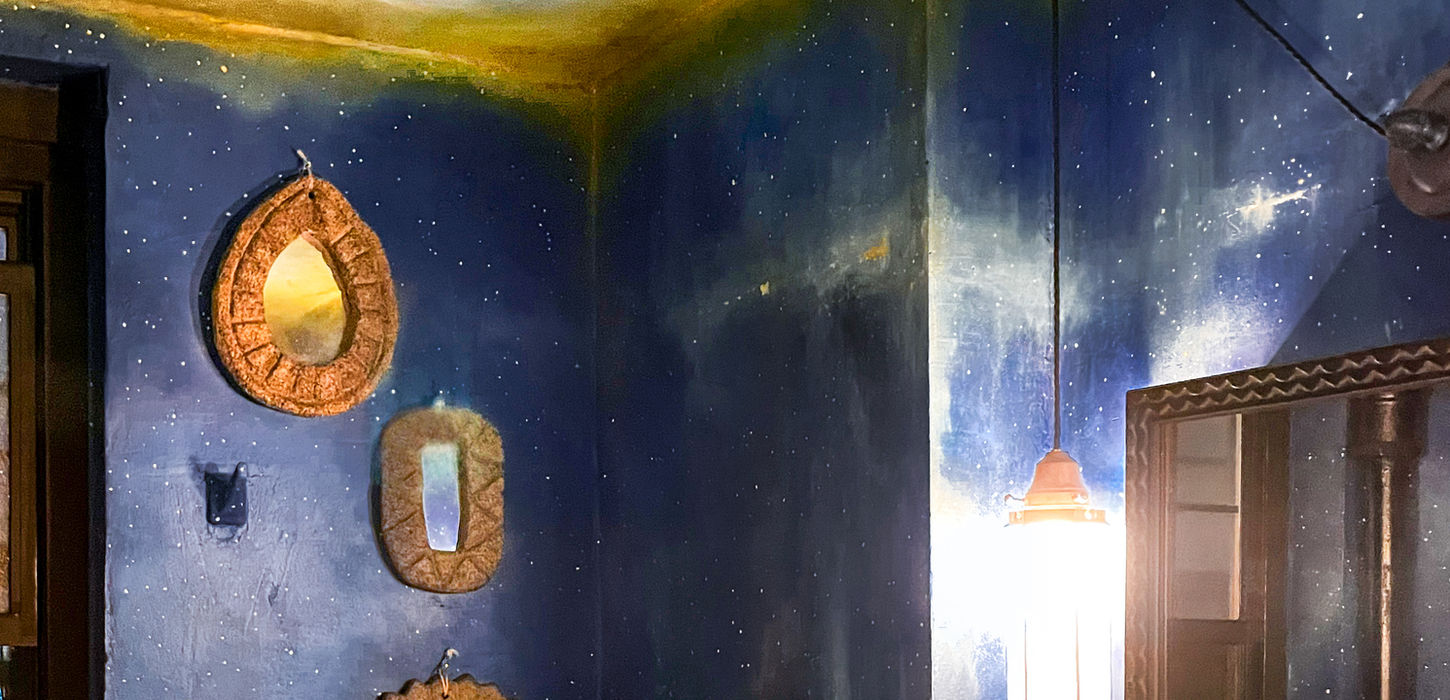 Celestial Hand-Painted Mural Inspired by the Painting Nocturne in Black and Gold, The Falling Rocket