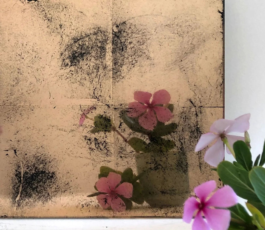 Antique Rose Gold Églomisé Mirror