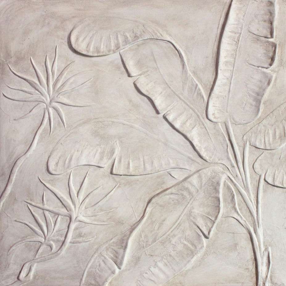 White Tropical Sculpted Plaster Wall Design