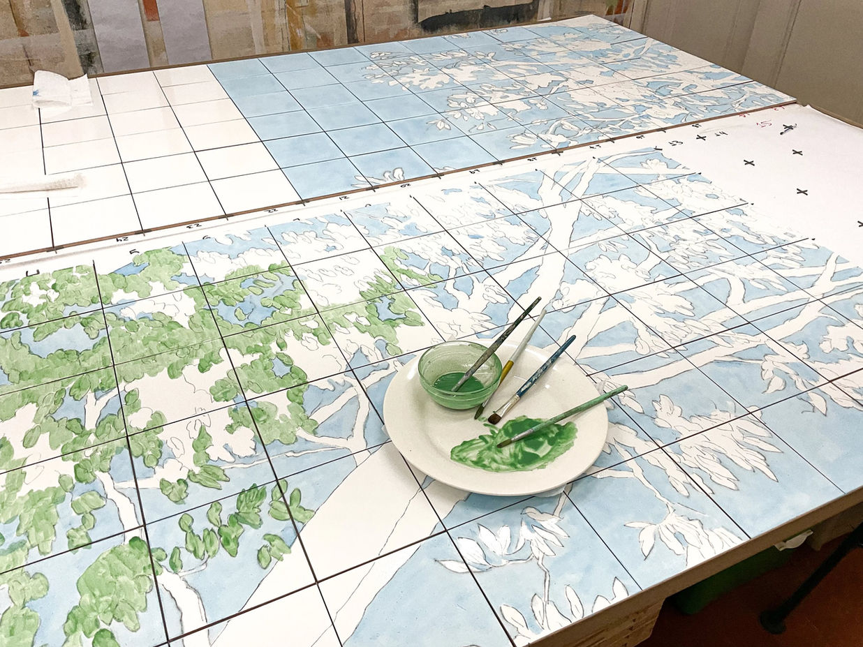 Studio Process of Hand-Painted Tiles Using Overglaze Technique
