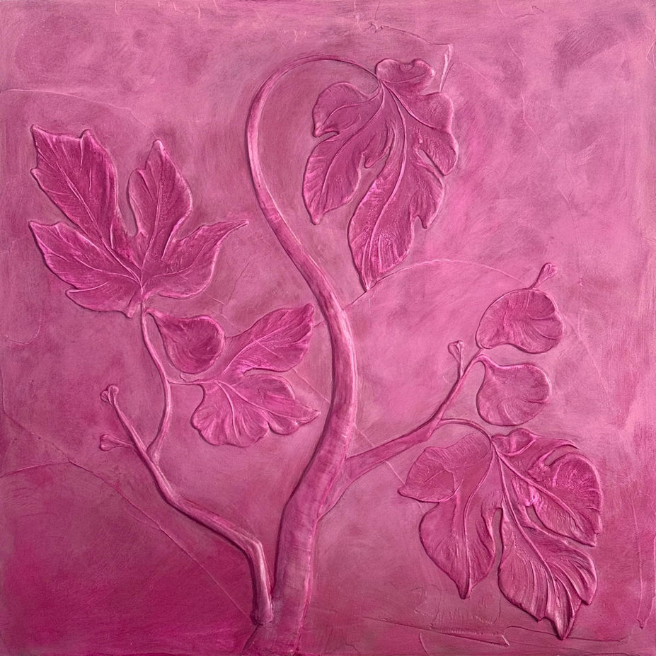 Magenta Fig Tree Sculpted Plaster Wall Design