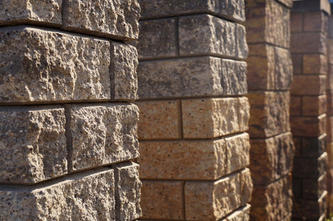 split-face concrete block pillars