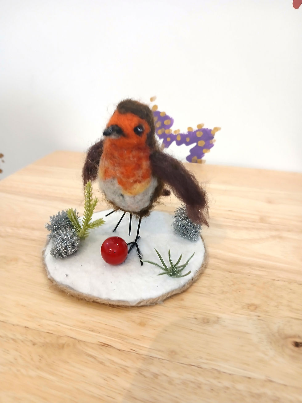 Thumbnail: Sculpture Needle Felt & Mix Media Robin New Original Artwork Code 7022