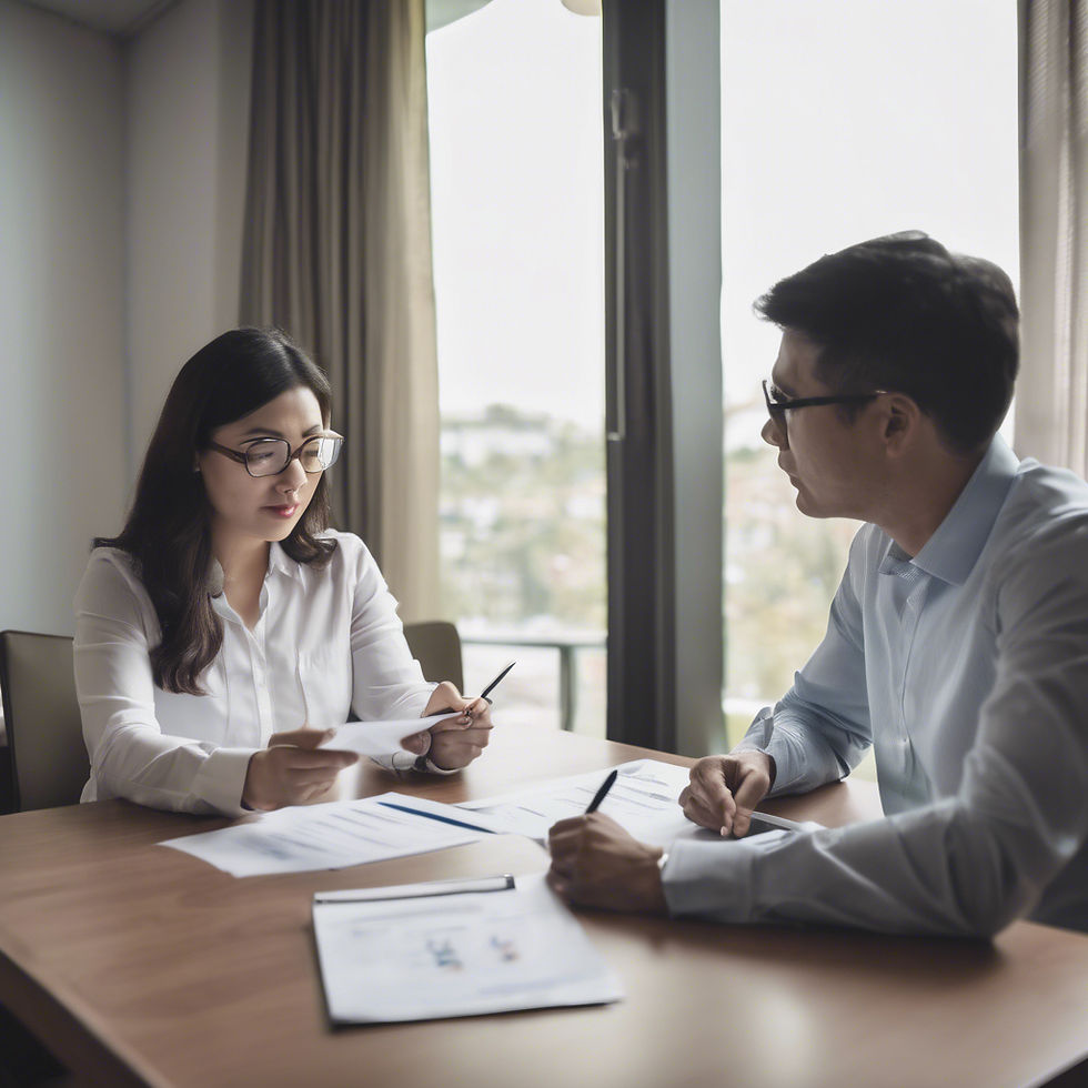 A psychologist reviewing a personality test report with a client in a private consultation