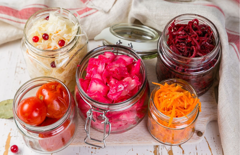 Image shows fermented foods. These help the gut microbiome