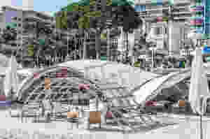 Photo du restaurant éphémère sur la plage du Mariott à Cannes