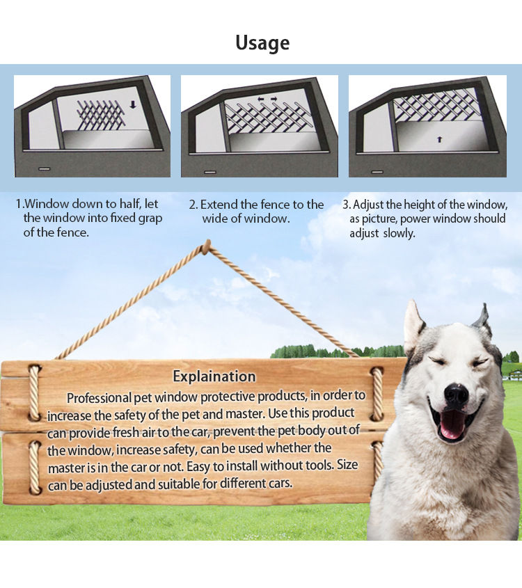 Thumbnail: Pet Fences Vent Window Ventilation Safe Guard Grill for Pet Travel Pet Accessori