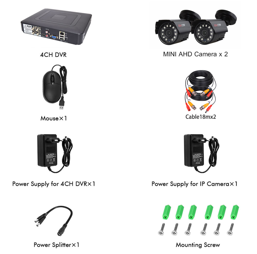 5.0MP cctv Security Camera System 4ch AHD camera dvr Video Recorder infrared nig